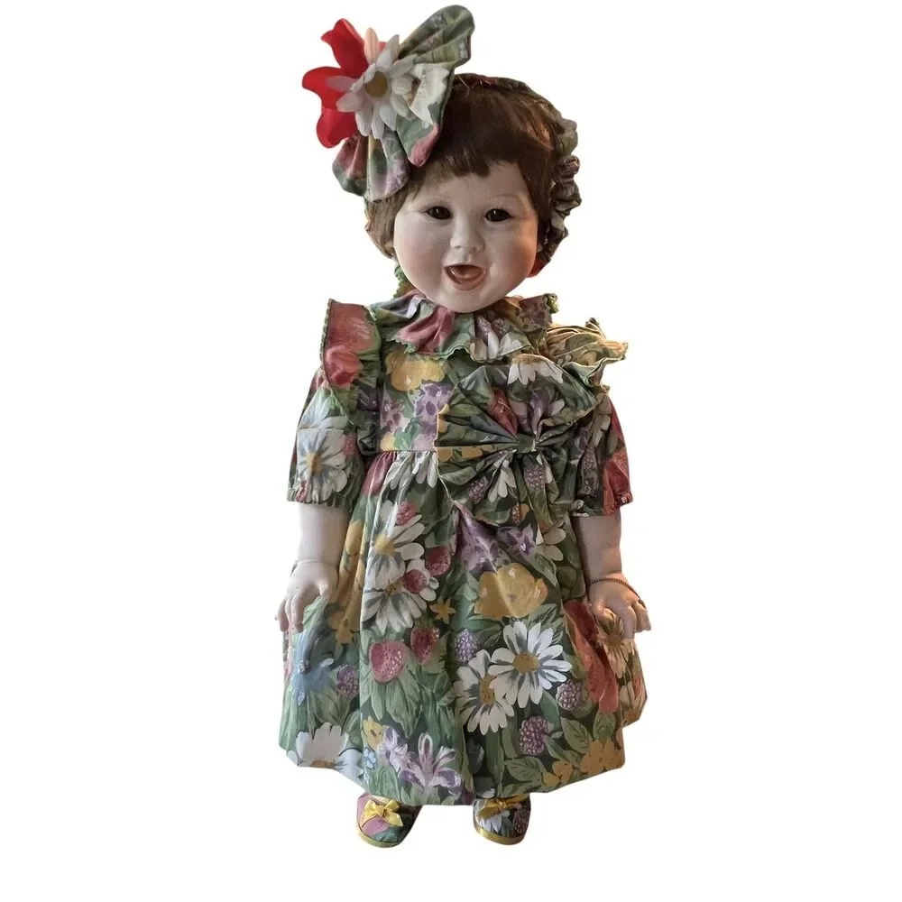 Vintage Marie Osmond Porcelain Toddler Series Doll Floral Dress Jewelry Boxed